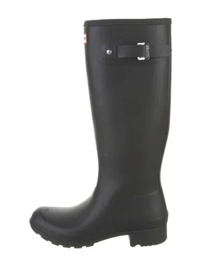 Pre-owned Hunter Rubber Rain Boots In Black
