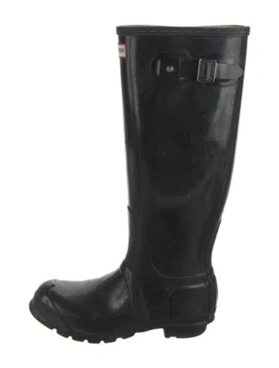 Pre-owned Hunter Rubber Rain Boots In Black