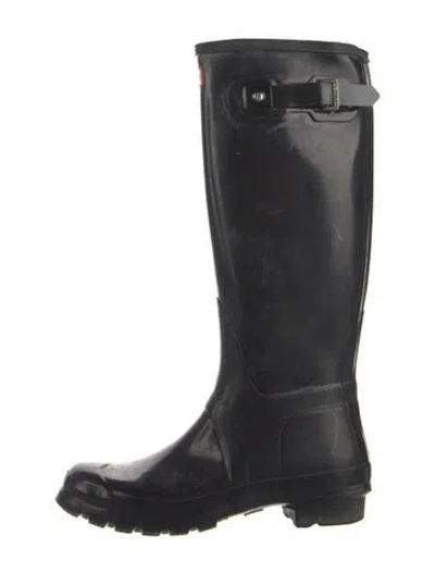 Pre-owned Hunter Rubber Rain Boots In Black