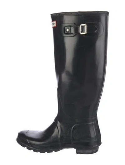 Pre-owned Hunter Rubber Rain Boots In Black