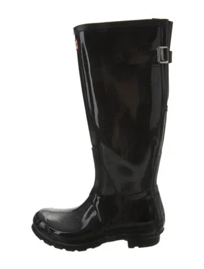 Pre-owned Hunter Rubber Rain Boots In Black