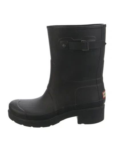 Pre-owned Hunter Rubber Rain Boots In Black