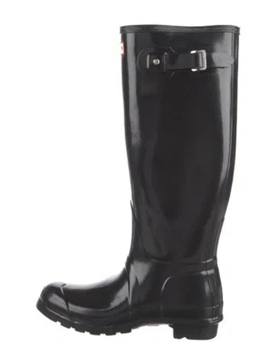 Pre-owned Hunter Rubber Rain Boots In Black