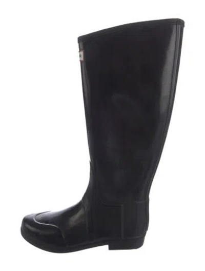 Pre-owned Hunter Rubber Rain Boots In Black