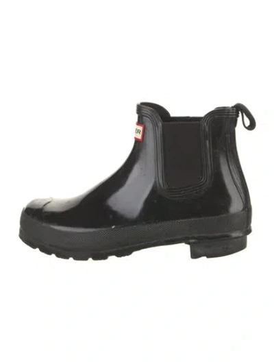 Pre-owned Hunter Rubber Rain Boots In Black