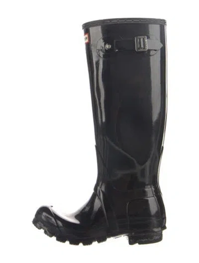 Pre-owned Hunter Rubber Rain Boots In Black