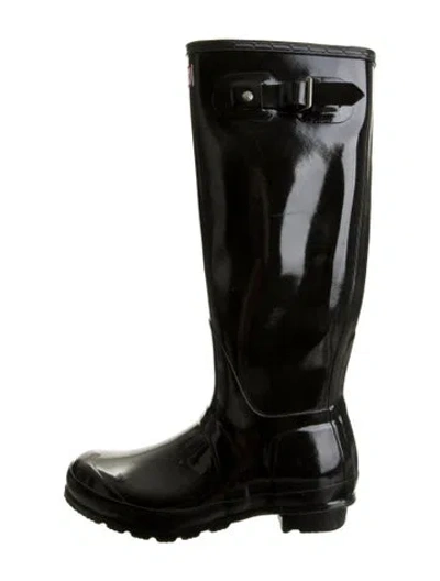 Pre-owned Hunter Rubber Rain Boots In Black