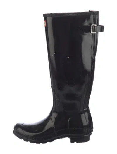 Pre-owned Hunter Rubber Rain Boots In Black