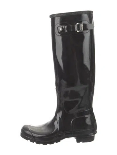 Pre-owned Hunter Rubber Rain Boots In Black