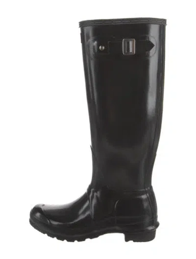 Pre-owned Hunter Rubber Rain Boots In Black