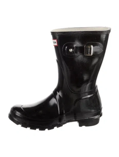 Pre-owned Hunter Rubber Rain Boots In Black