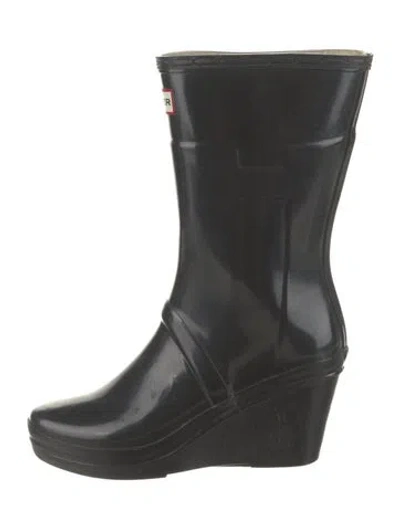 Pre-owned Hunter Rubber Rain Boots In Black