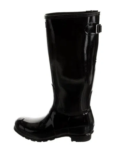 Pre-owned Hunter Rubber Rain Boots In Black