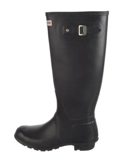 Pre-owned Hunter Rubber Rain Boots In Black