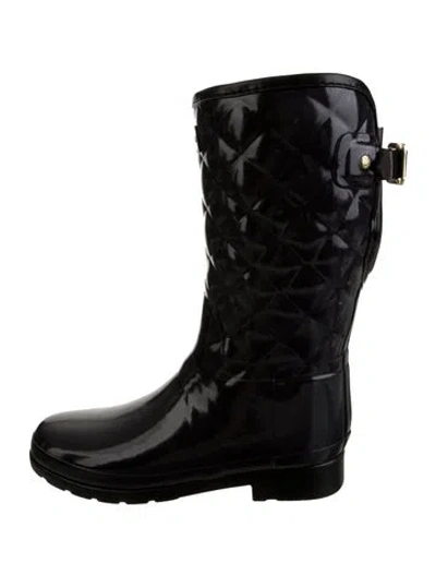 Pre-owned Hunter Rubber Rain Boots In Black
