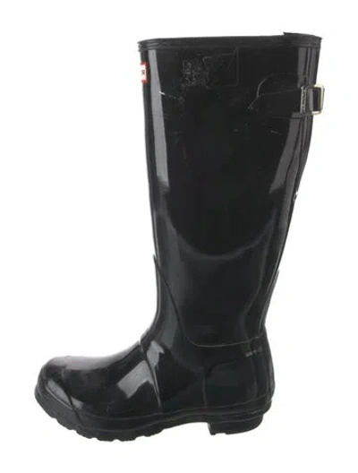 Pre-owned Hunter Rubber Rain Boots In Black