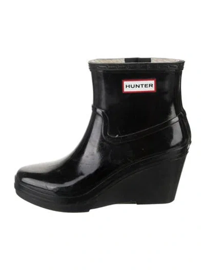 Pre-owned Hunter Rubber Rain Boots In Black