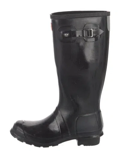 Pre-owned Hunter Rubber Rain Boots In Black