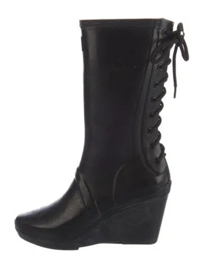 Pre-owned Hunter Rubber Rain Boots In Black