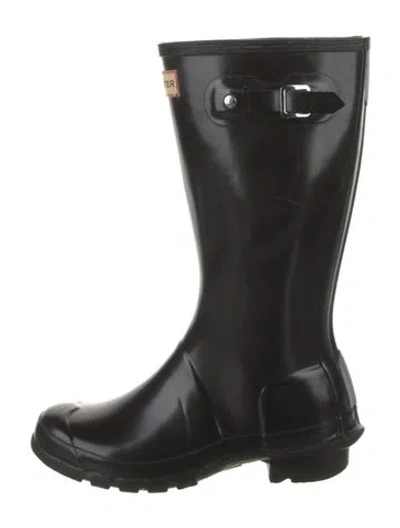 Pre-owned Hunter Rubber Rain Boots In Black