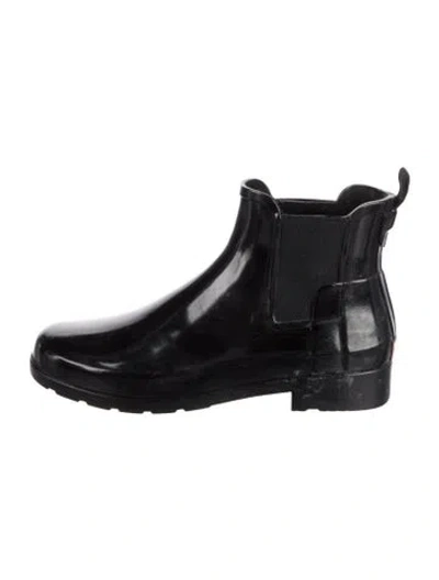 Pre-owned Hunter Rubber Rain Boots In Black