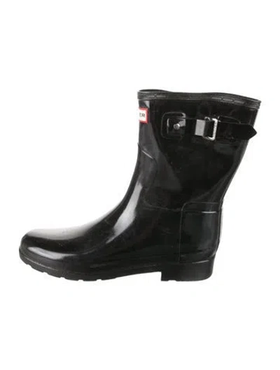 Pre-owned Hunter Rubber Rain Boots In Black