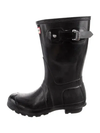 Pre-owned Hunter Rubber Rain Boots In Black