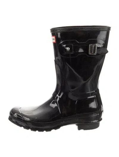 Pre-owned Hunter Rubber Rain Boots In Black
