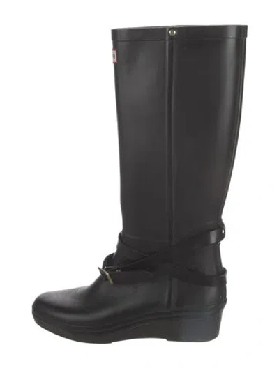 Pre-owned Hunter Rubber Rain Boots In Black