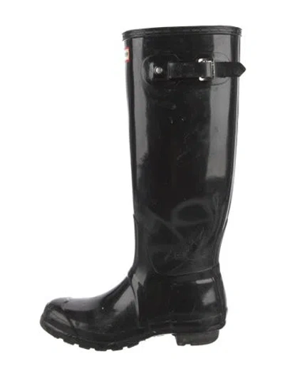Pre-owned Hunter Rubber Rain Boots In Black