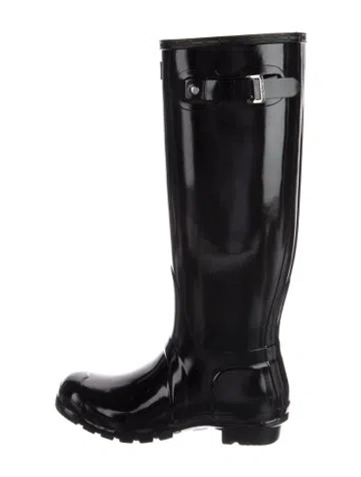 Pre-owned Hunter Rubber Rain Boots In Black