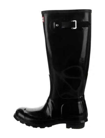 Pre-owned Hunter Rubber Rain Boots In Black