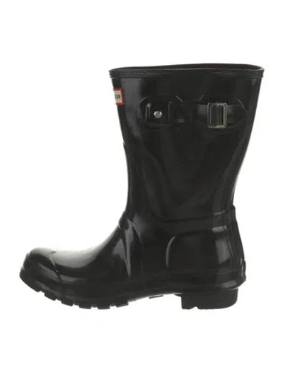 Pre-owned Hunter Rubber Rain Boots In Black