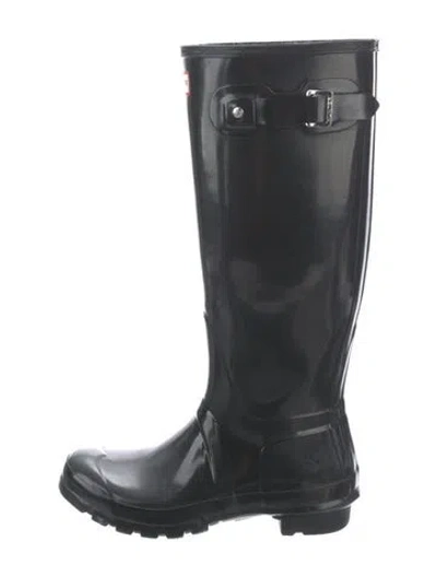 Pre-owned Hunter Rubber Rain Boots In Black