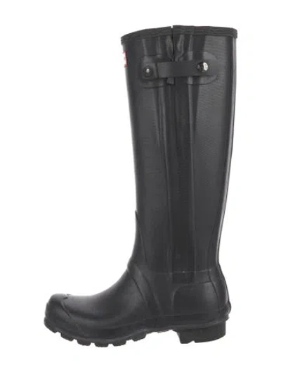 Pre-owned Hunter Rubber Rain Boots In Black