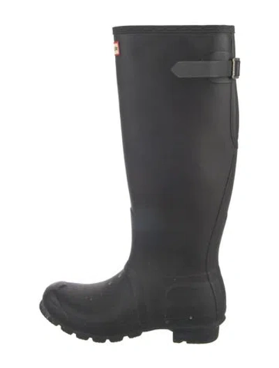 Pre-owned Hunter Rubber Rain Boots In Black