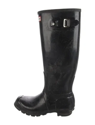 Pre-owned Hunter Rubber Rain Boots In Black