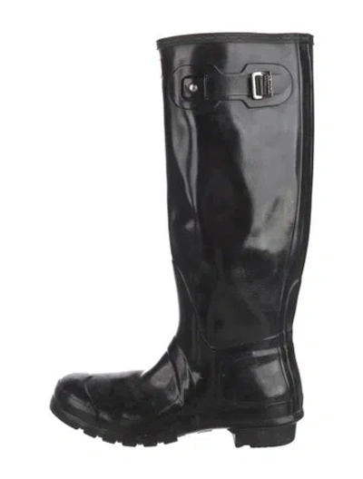 Pre-owned Hunter Rubber Rain Boots In Black