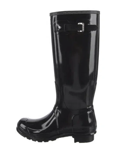 Pre-owned Hunter Rubber Rain Boots In Black