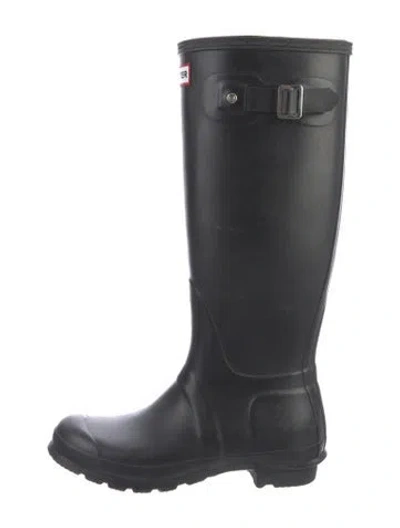 Pre-owned Hunter Rubber Rain Boots In Black