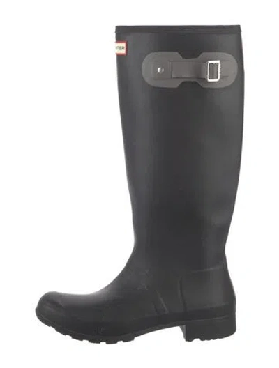 Pre-owned Hunter Rubber Rain Boots In Black