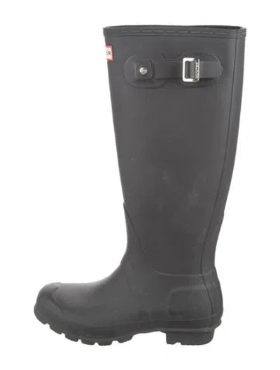 Pre-owned Hunter Rubber Rain Boots In Black