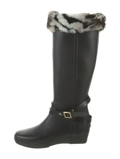 Pre-owned Hunter Rubber Rain Boots In Black