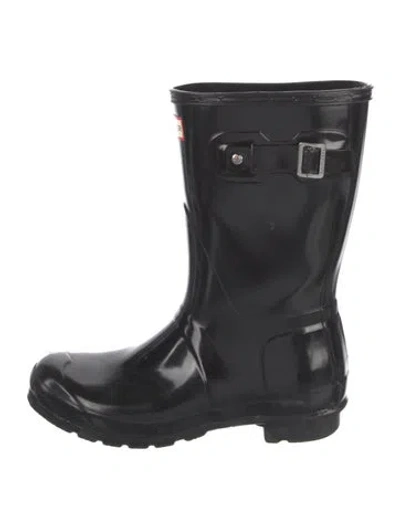 Pre-owned Hunter Rubber Rain Boots In Black