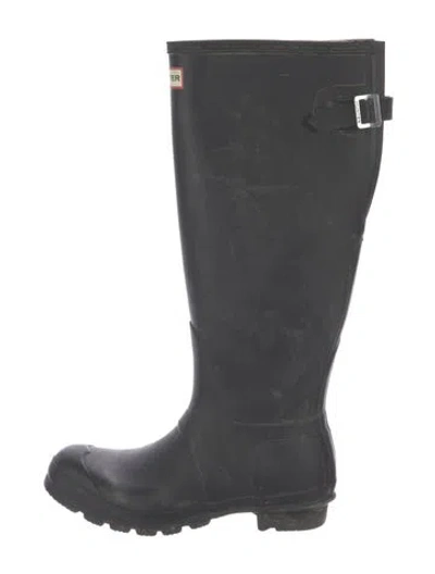 Pre-owned Hunter Rubber Rain Boots In Black