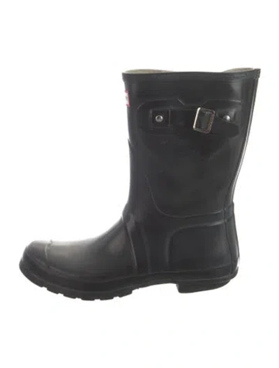 Pre-owned Hunter Rubber Rain Boots In Black