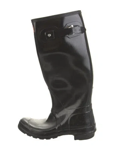 Pre-owned Hunter Rubber Rain Boots In Black
