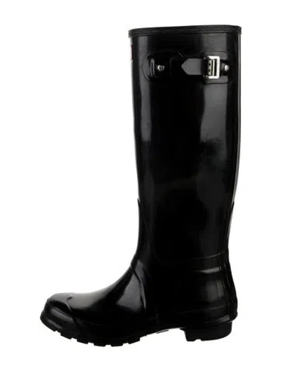 Pre-owned Hunter Rubber Rain Boots In Black