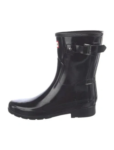 Pre-owned Hunter Rubber Rain Boots In Black