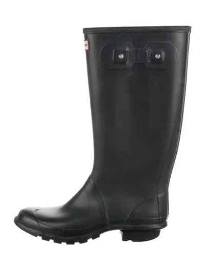 Pre-owned Hunter Rubber Rain Boots In Black